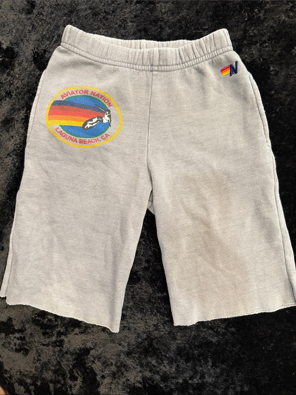Aviator Nation Grey Shorts with Rainbow Patch
